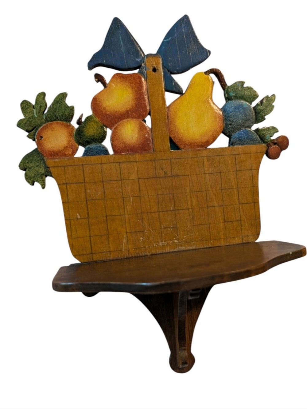 Rare Vintage Antique Wood Fruit Basket Small Wall‎ Shelf